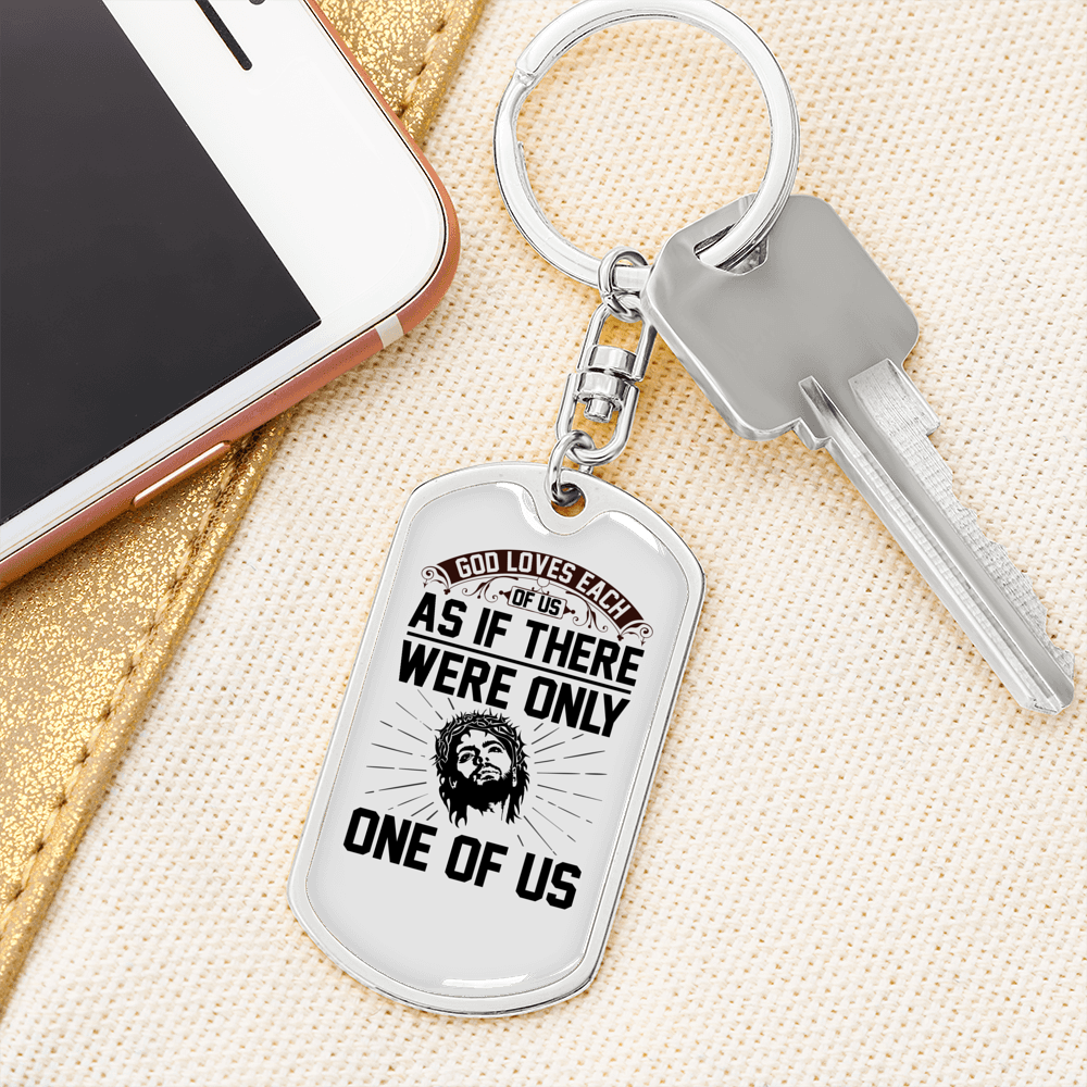 Loves Each Of Us Keychain Stainless Steel or 18k Gold Dog Tag Keyring-Express Your Love Gifts