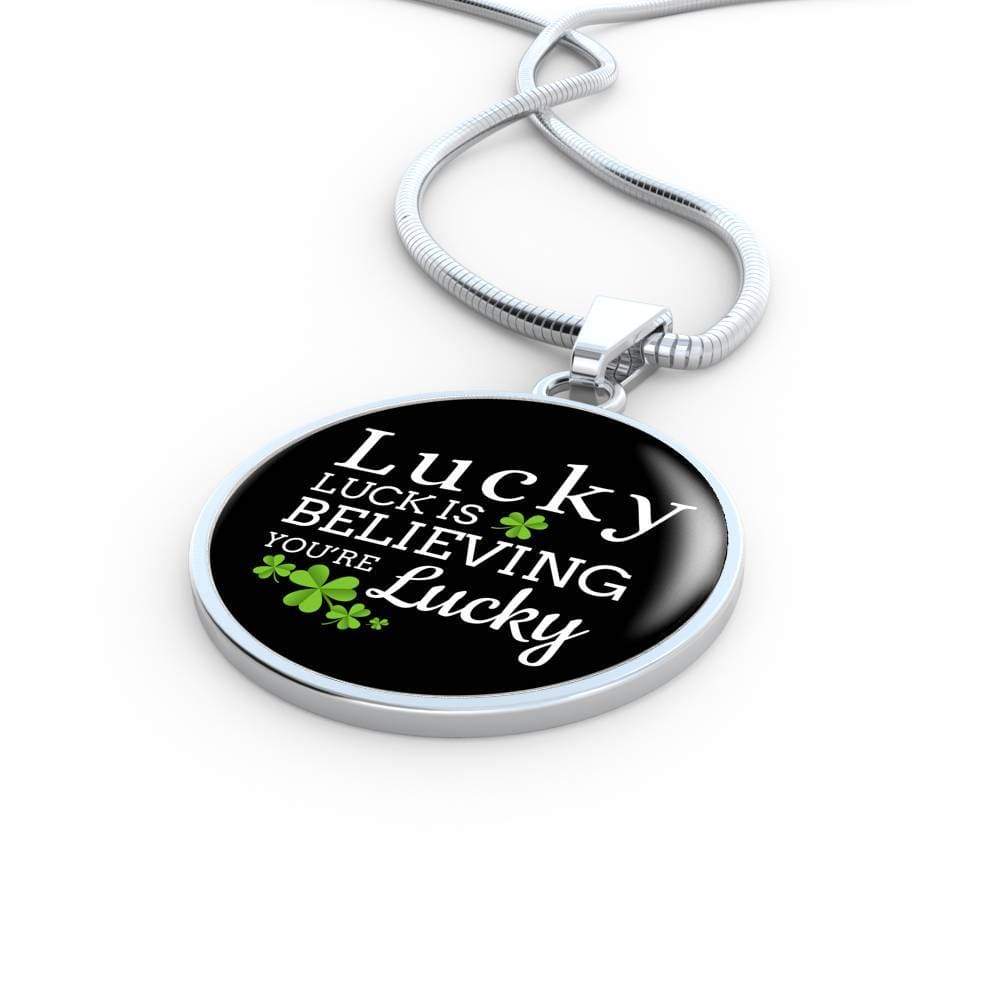 Luck Necklace Gift Circle Pendant Stainless Steel or 18k Gold 18-22" - Express Your Love Gifts
