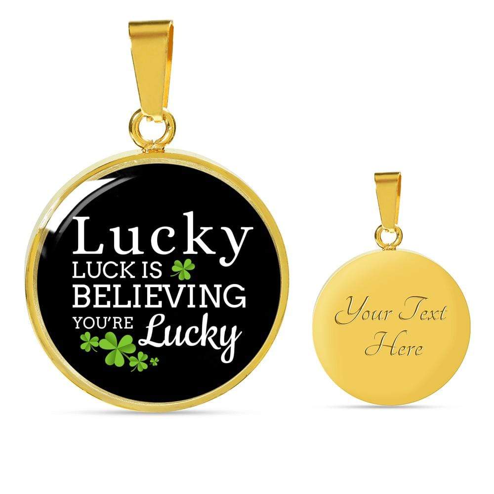 Luck Necklace Gift Circle Pendant Stainless Steel or 18k Gold 18-22" - Express Your Love Gifts