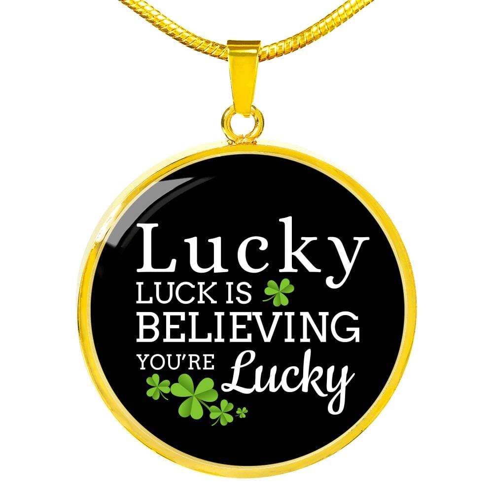 Luck Necklace Gift Circle Pendant Stainless Steel or 18k Gold 18-22" - Express Your Love Gifts