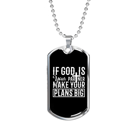 Make Your Plans Big Christian Necklace Stainless Steel or 18k Gold Dog Tag 24" Chain-Express Your Love Gifts