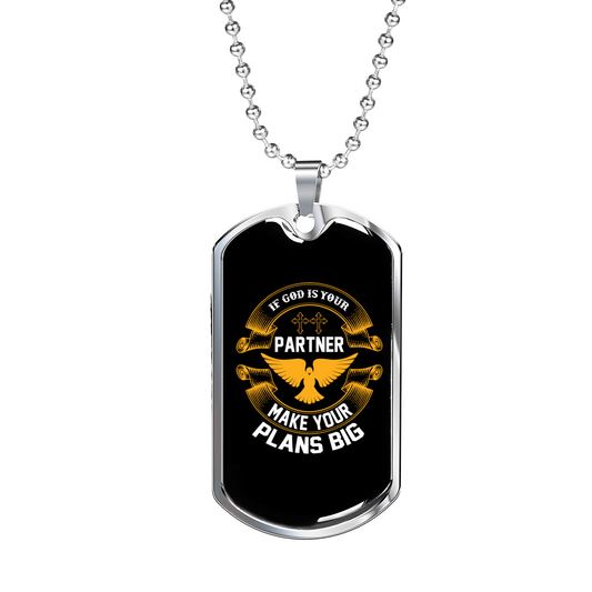 Make Your Plans Christian Necklace Stainless Steel or 18k Gold Dog Tag 24" Chain-Express Your Love Gifts