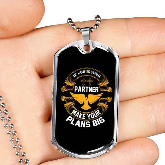 Make Your Plans Christian Necklace Stainless Steel or 18k Gold Dog Tag 24" Chain-Express Your Love Gifts