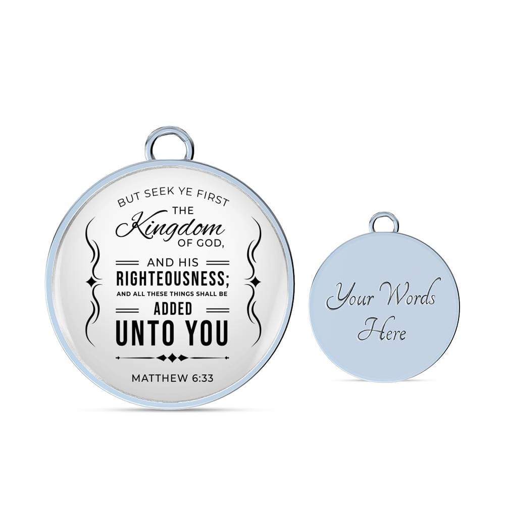 Matthew 6:33 The Kingdom Of God Stainless Steel or 18k Gold Circle Bracelet Bangle - Express Your Love Gifts