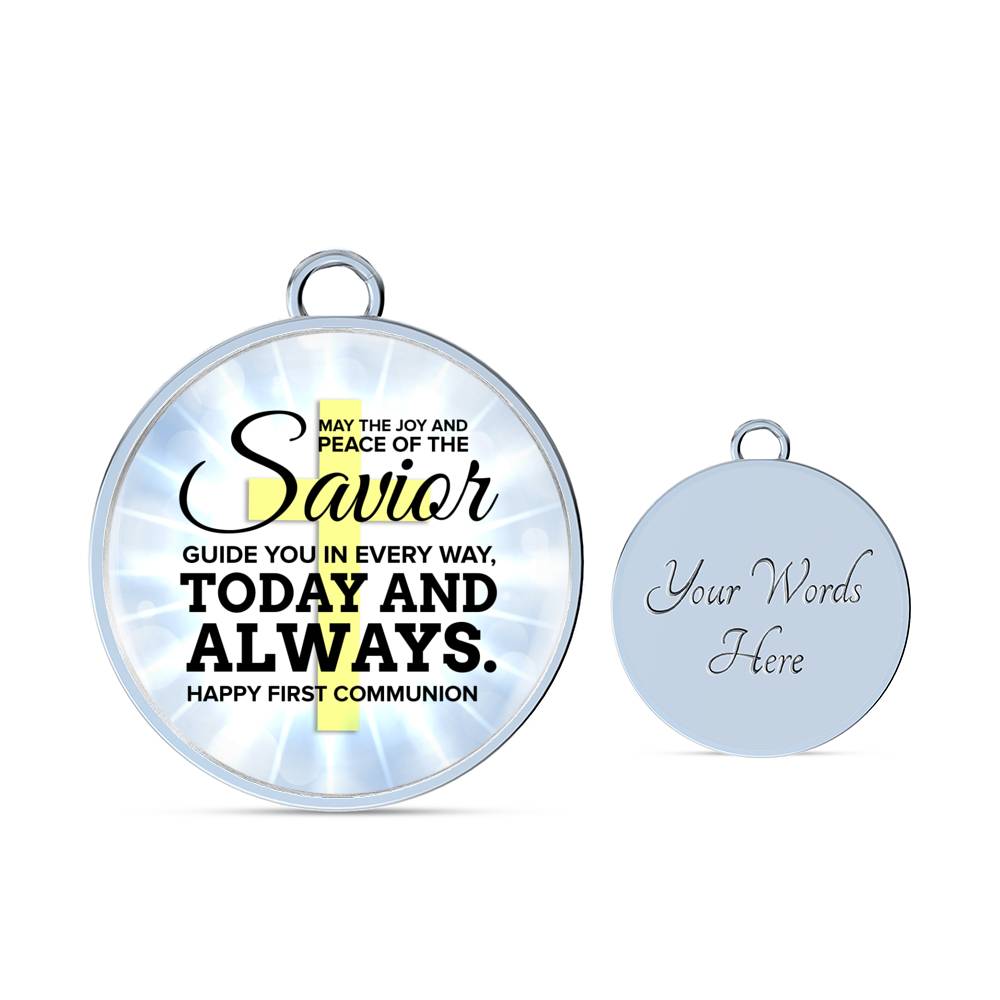 May The Joy And Peace Circle Pendant Bangle Stainless Steel or 18k Gold 18-22"-Express Your Love Gifts