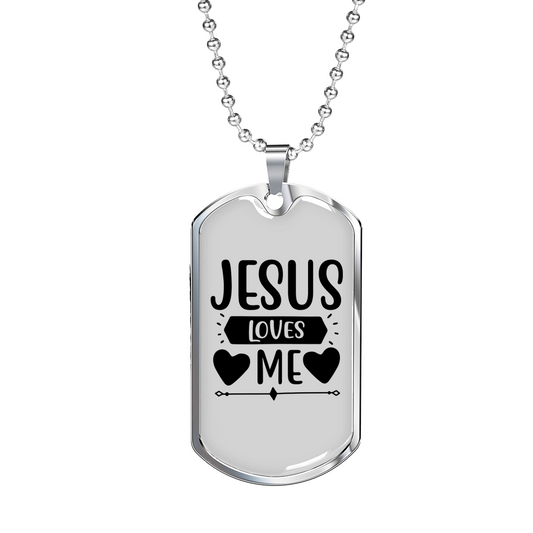 Me And Jesus Christian Necklace Stainless Steel or 18k Gold Dog Tag 24" Chain-Express Your Love Gifts