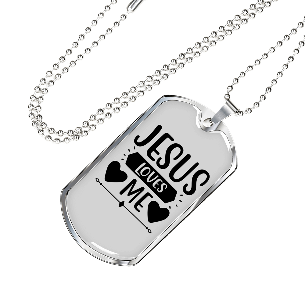 Me And Jesus Christian Necklace Stainless Steel or 18k Gold Dog Tag 24" Chain-Express Your Love Gifts