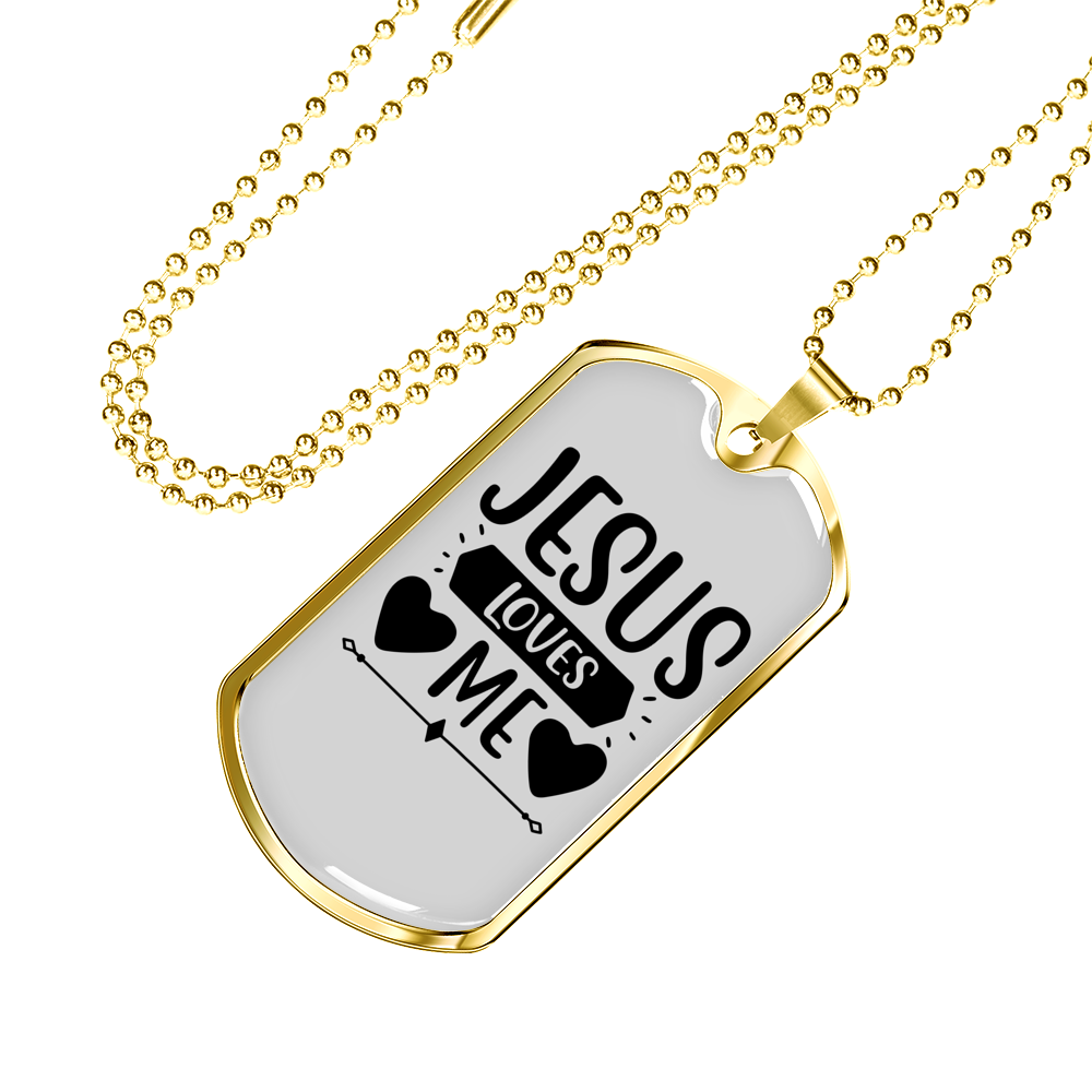Me And Jesus Christian Necklace Stainless Steel or 18k Gold Dog Tag 24" Chain-Express Your Love Gifts