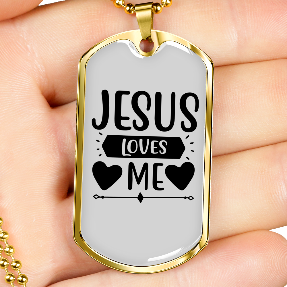 Me And Jesus Christian Necklace Stainless Steel or 18k Gold Dog Tag 24" Chain-Express Your Love Gifts
