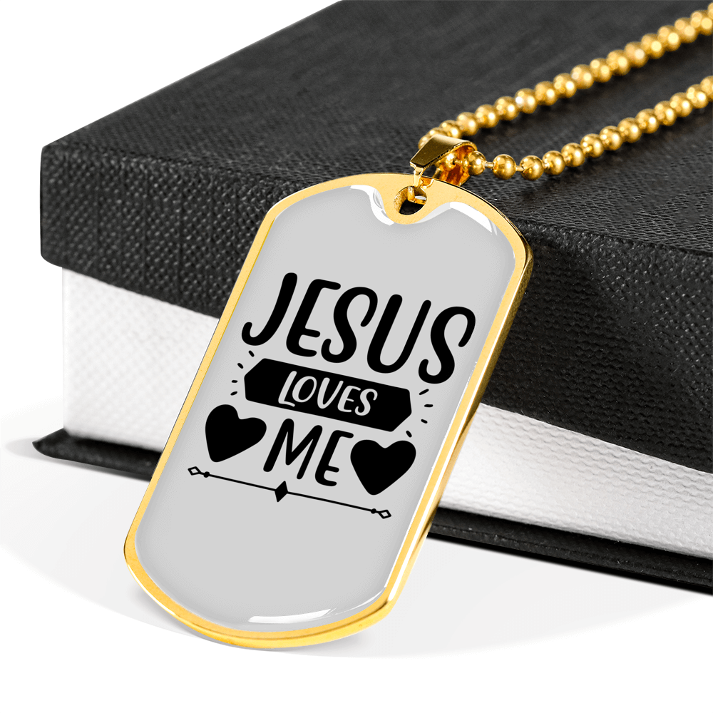 Me And Jesus Christian Necklace Stainless Steel or 18k Gold Dog Tag 24" Chain-Express Your Love Gifts