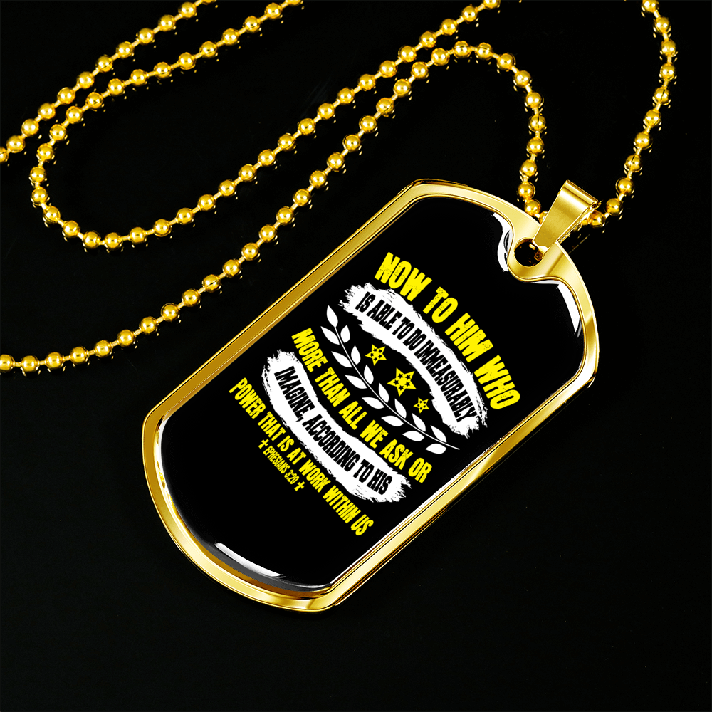 More Than All We Ask Christian Necklace Stainless Steel or 18k Gold Dog Tag 24" Chain-Express Your Love Gifts