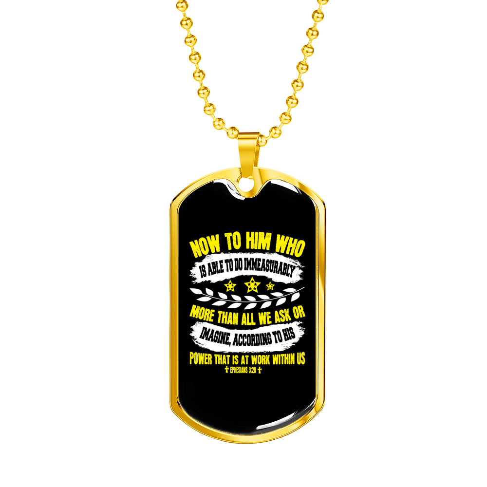 More Than All We Ask Christian Necklace Stainless Steel or 18k Gold Dog Tag 24" Chain-Express Your Love Gifts