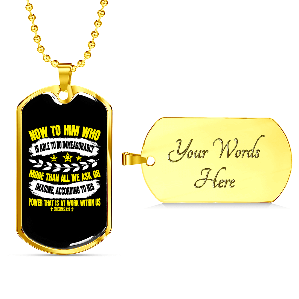 More Than All We Ask Christian Necklace Stainless Steel or 18k Gold Dog Tag 24" Chain-Express Your Love Gifts