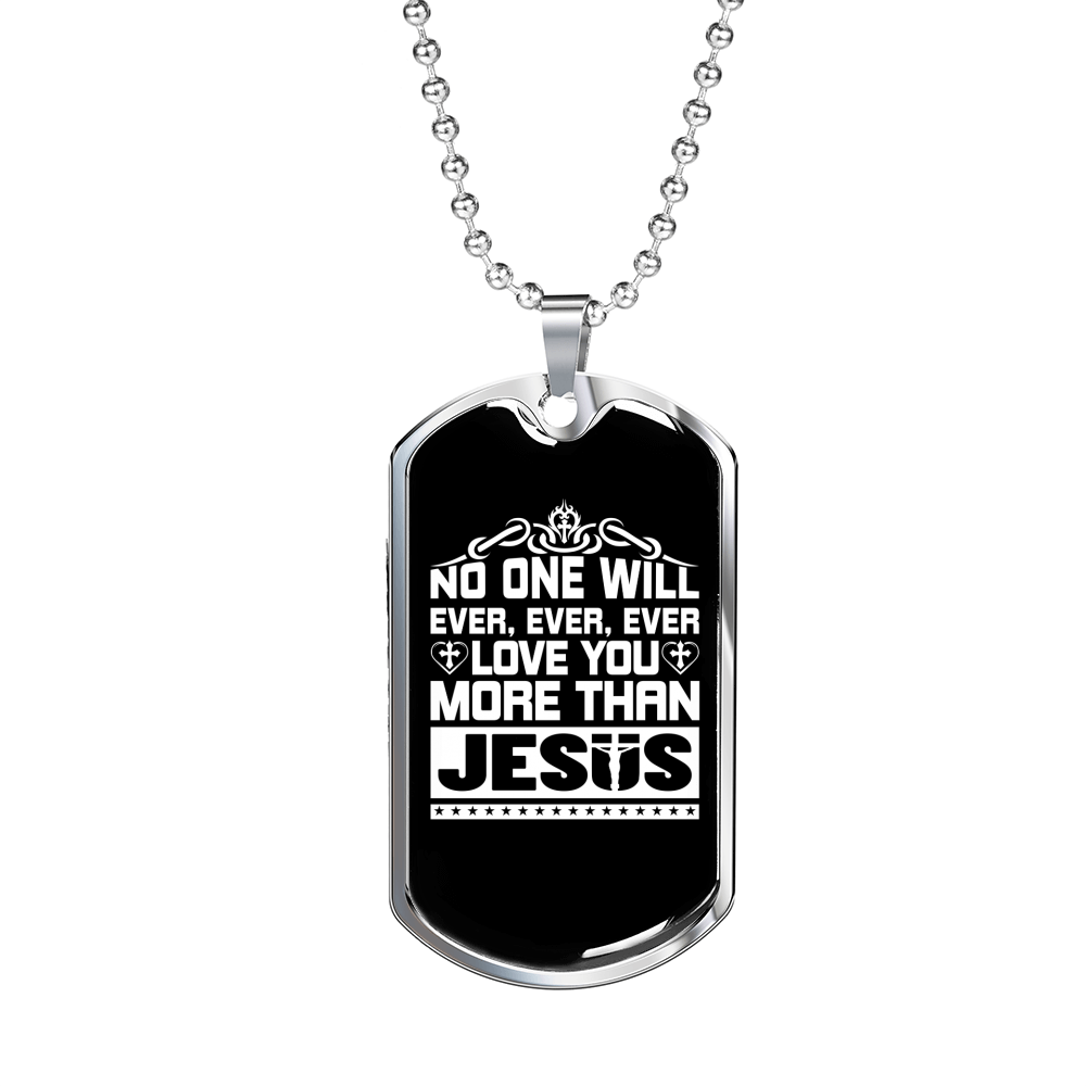 More Than Jesus Christian Necklace Stainless Steel or 18k Gold Dog Tag 24" Chain-Express Your Love Gifts