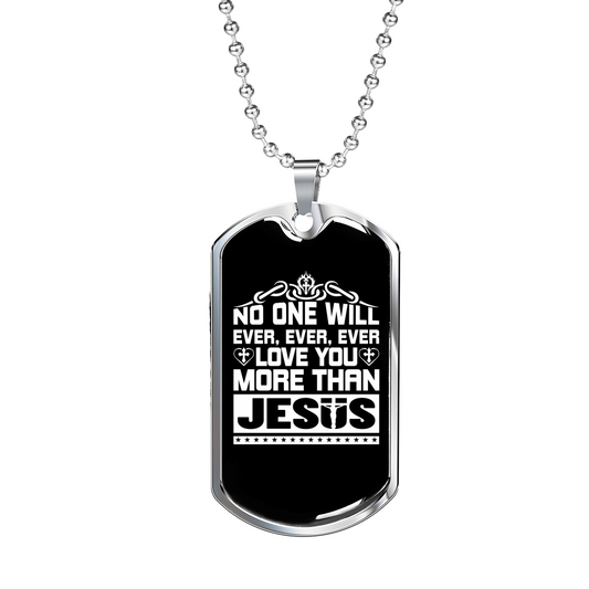 More Than Jesus Christian Necklace Stainless Steel or 18k Gold Dog Tag 24" Chain-Express Your Love Gifts