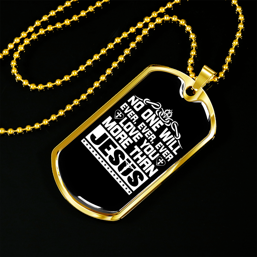 More Than Jesus Christian Necklace Stainless Steel or 18k Gold Dog Tag 24" Chain-Express Your Love Gifts