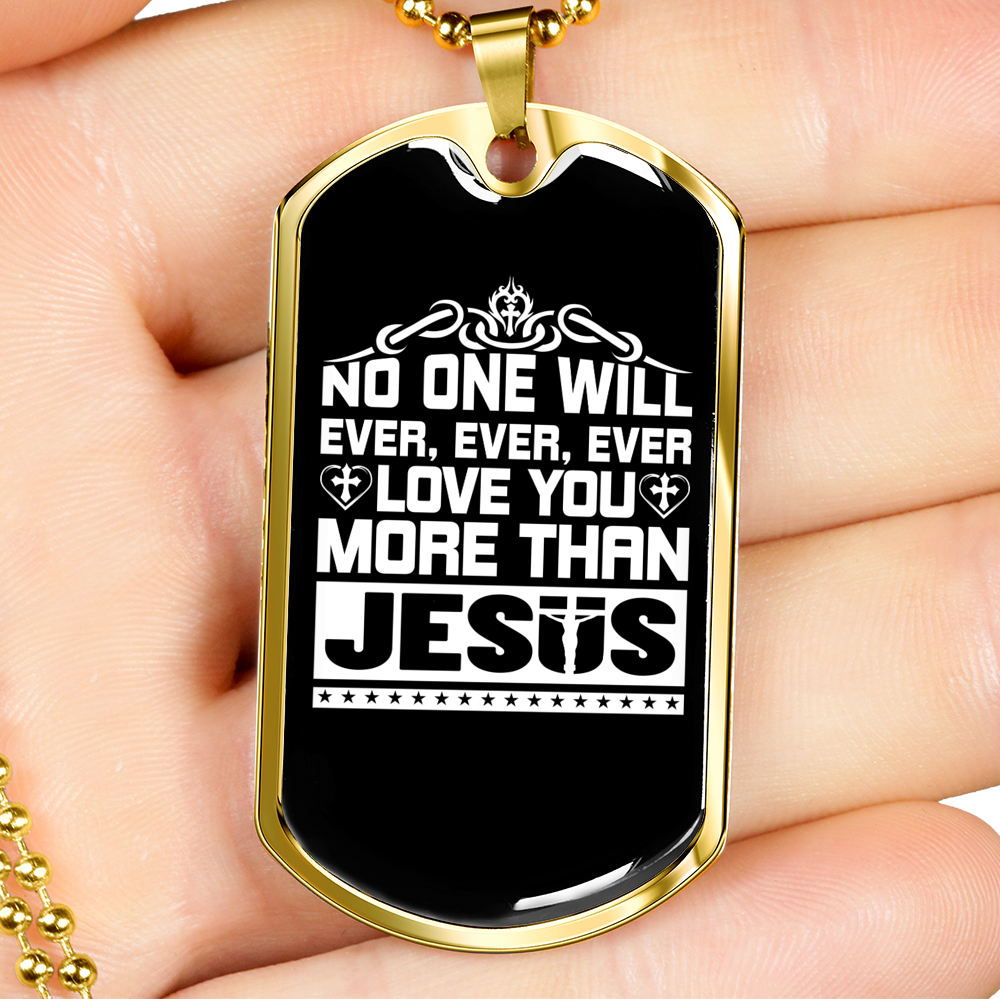 More Than Jesus Christian Necklace Stainless Steel or 18k Gold Dog Tag 24" Chain-Express Your Love Gifts