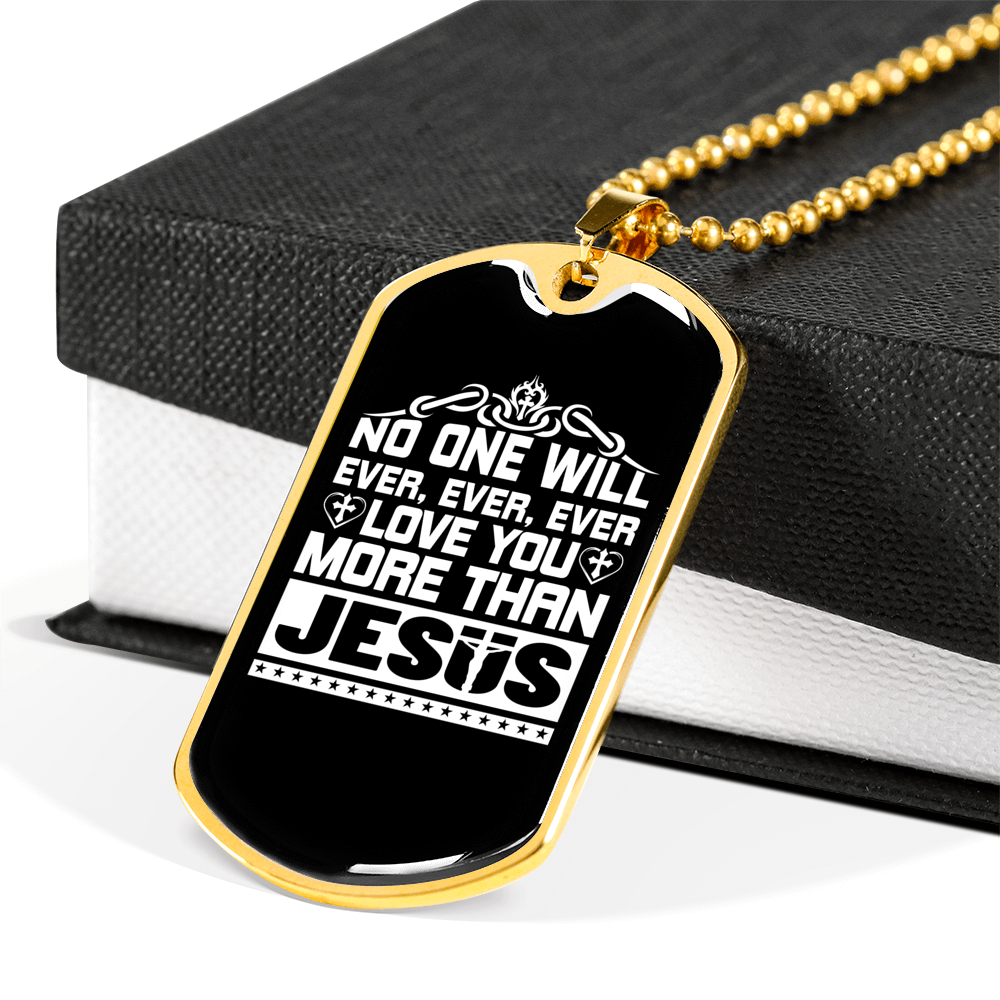 More Than Jesus Christian Necklace Stainless Steel or 18k Gold Dog Tag 24" Chain-Express Your Love Gifts