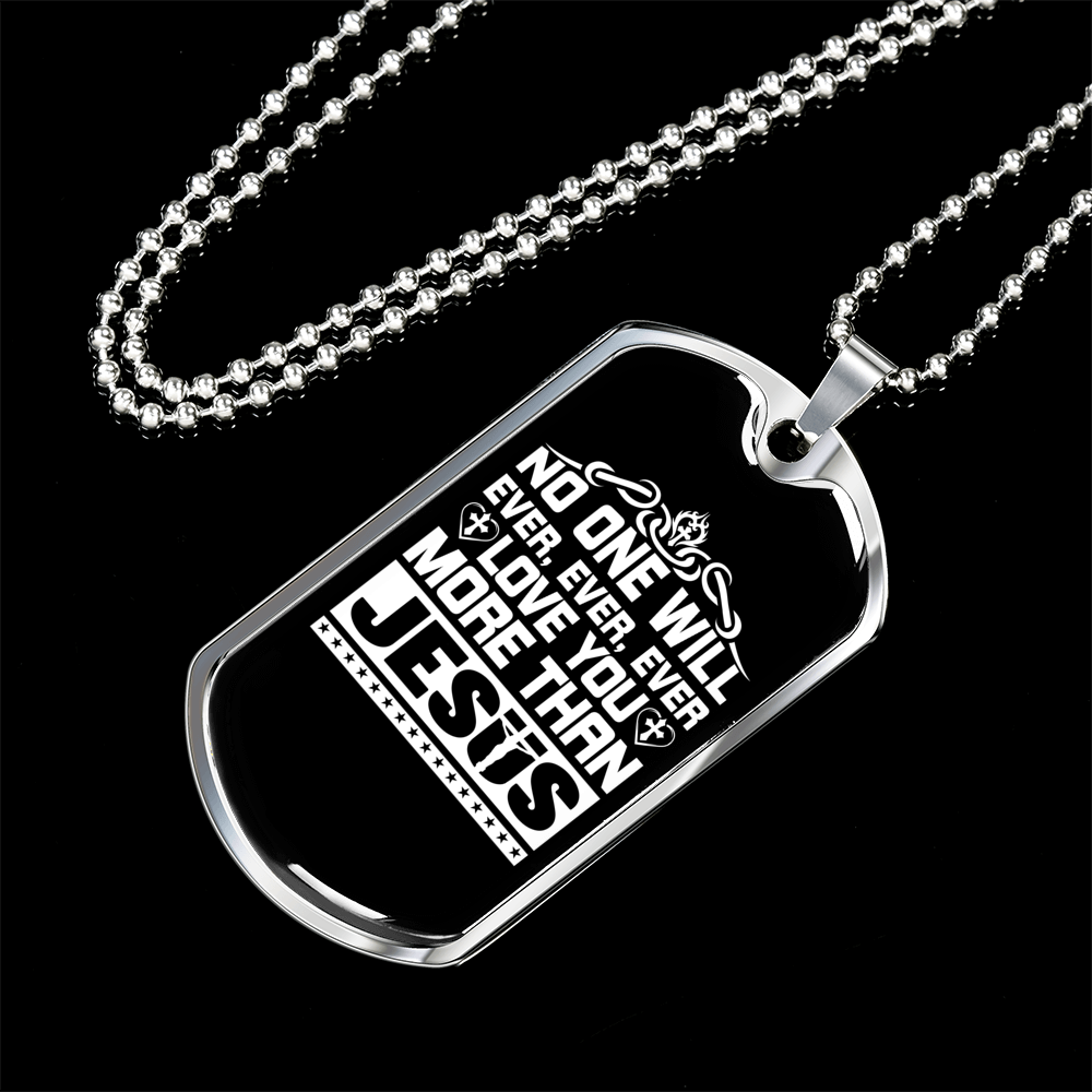 More Than Jesus Christian Necklace Stainless Steel or 18k Gold Dog Tag 24" Chain-Express Your Love Gifts