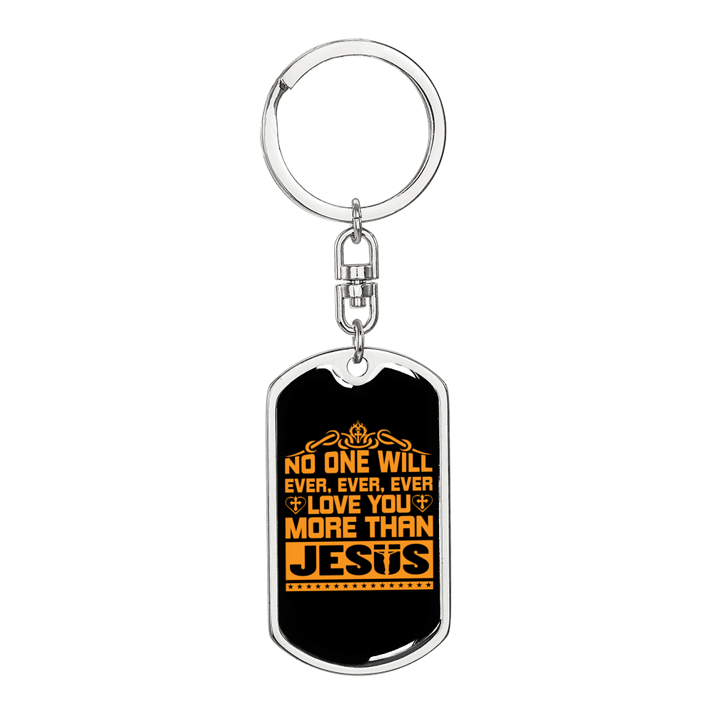 More Than Jesus Keychain Stainless Steel or 18k Gold Dog Tag Keyring-Express Your Love Gifts