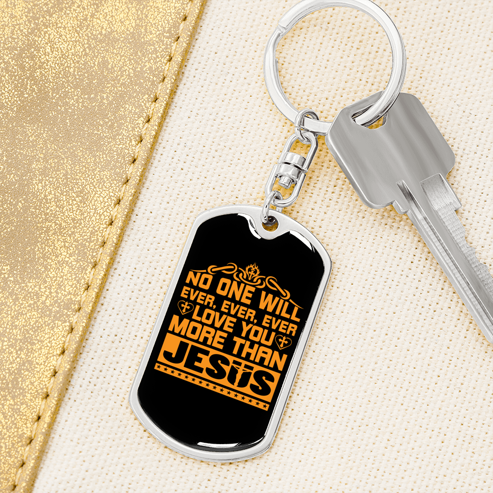 More Than Jesus Keychain Stainless Steel or 18k Gold Dog Tag Keyring-Express Your Love Gifts