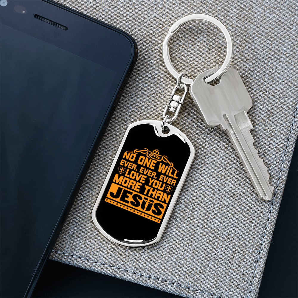 More Than Jesus Keychain Stainless Steel or 18k Gold Dog Tag Keyring-Express Your Love Gifts