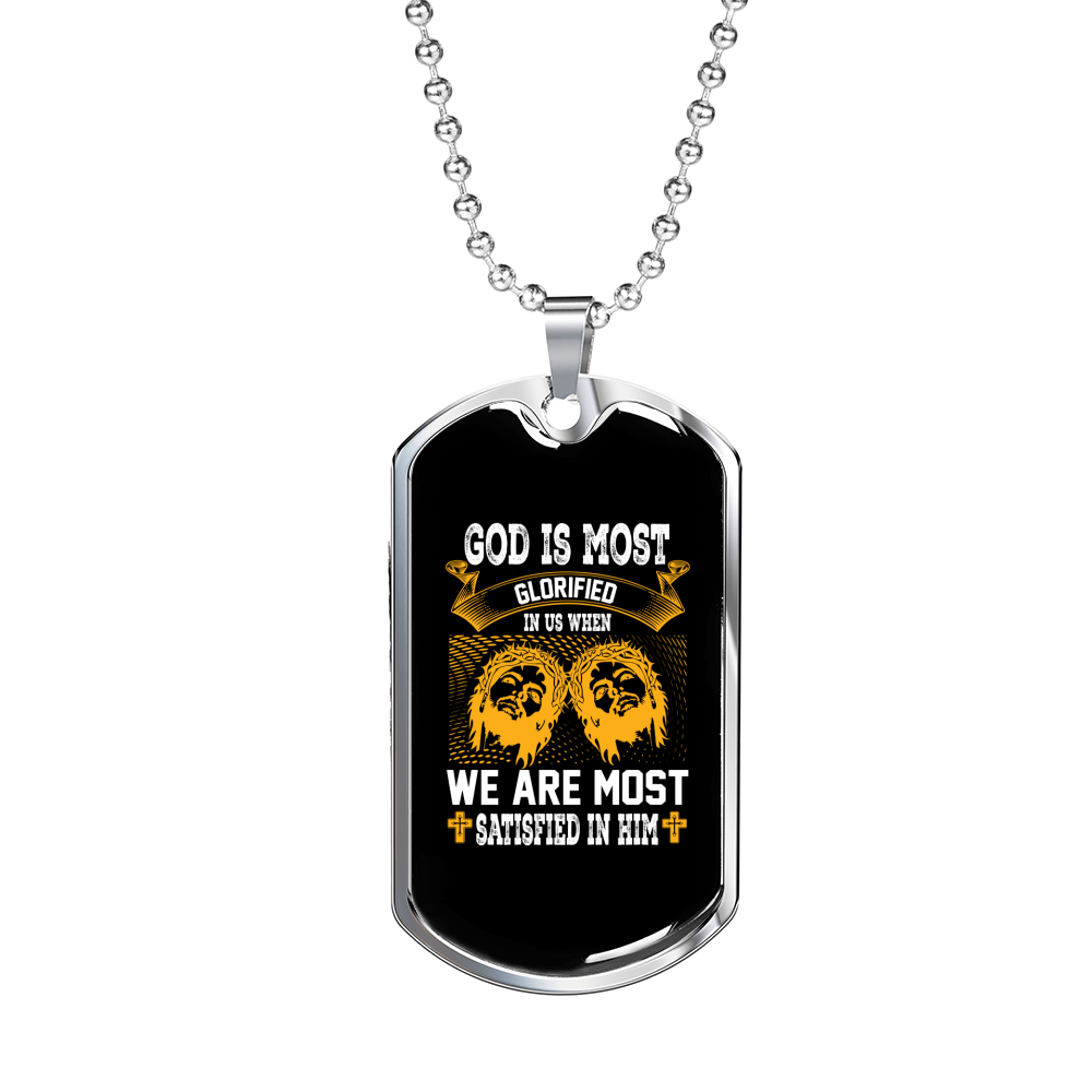 Most Glorified Christian Necklace Stainless Steel or 18k Gold Dog Tag 24" Chain-Express Your Love Gifts