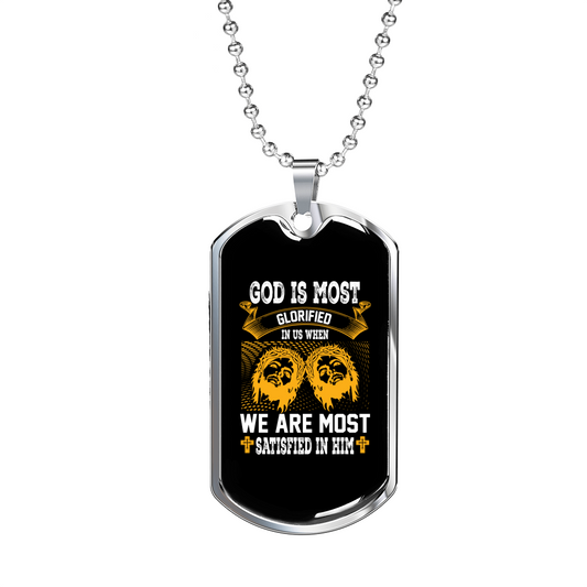 Most Glorified Christian Necklace Stainless Steel or 18k Gold Dog Tag 24" Chain-Express Your Love Gifts