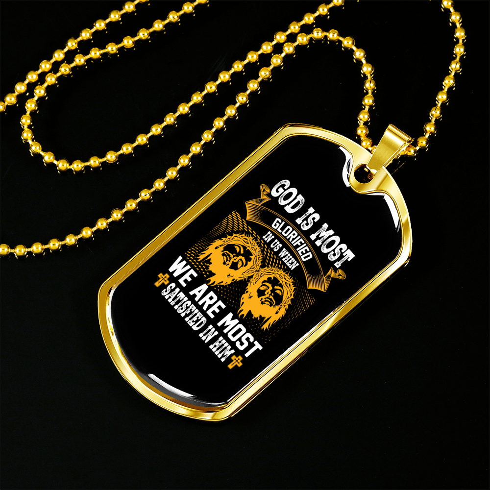 Most Glorified Christian Necklace Stainless Steel or 18k Gold Dog Tag 24" Chain-Express Your Love Gifts