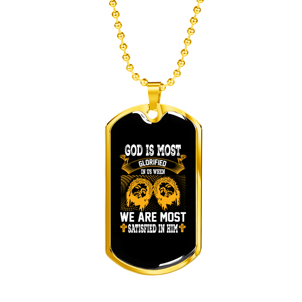 Most Glorified Christian Necklace Stainless Steel or 18k Gold Dog Tag 24" Chain-Express Your Love Gifts
