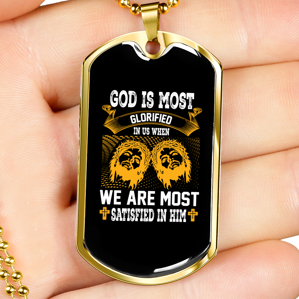Most Glorified Christian Necklace Stainless Steel or 18k Gold Dog Tag 24" Chain-Express Your Love Gifts
