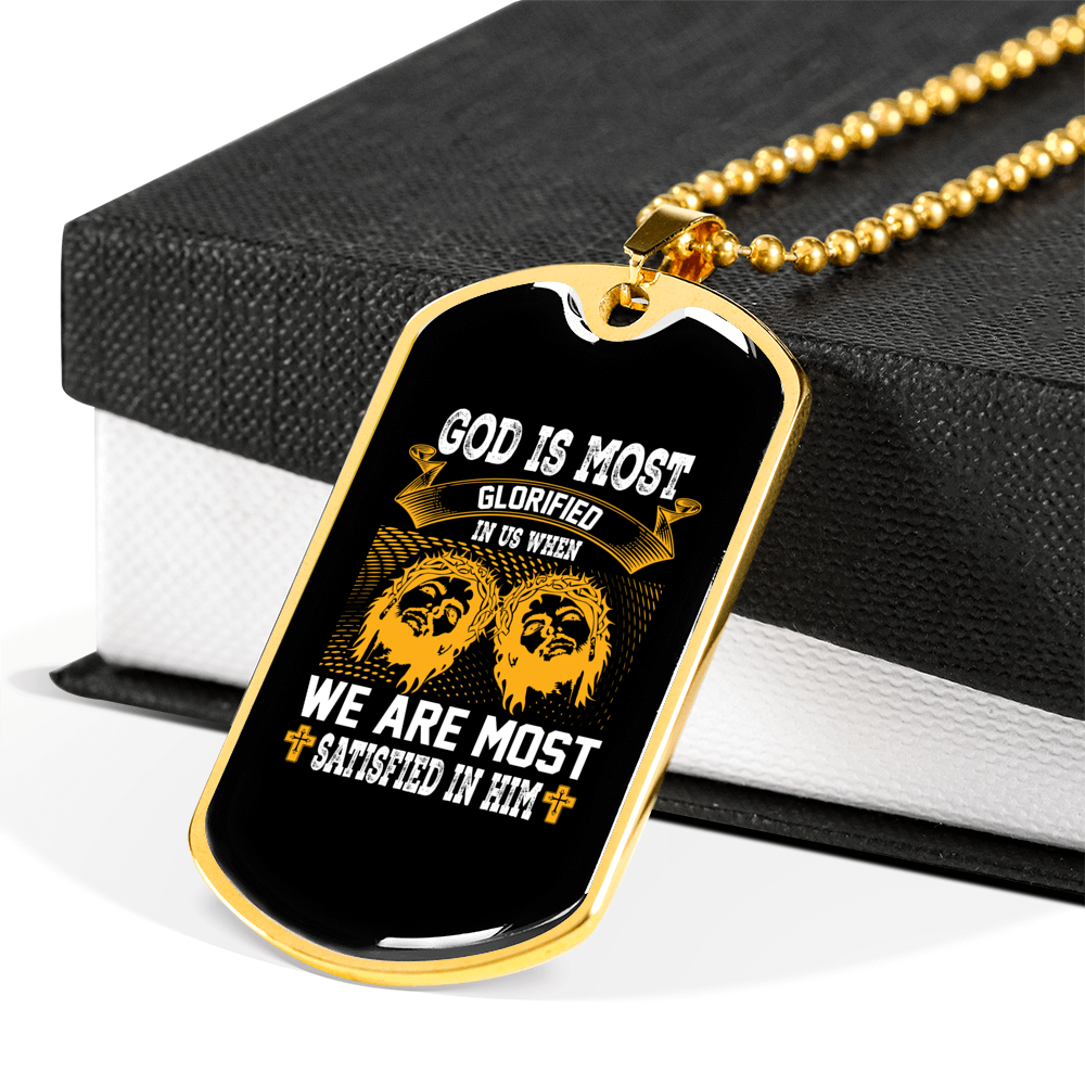 Most Glorified Christian Necklace Stainless Steel or 18k Gold Dog Tag 24" Chain-Express Your Love Gifts
