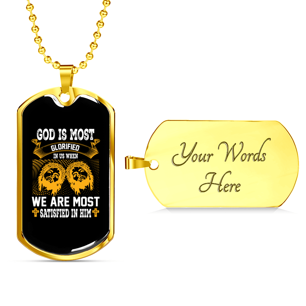 Most Glorified Christian Necklace Stainless Steel or 18k Gold Dog Tag 24" Chain-Express Your Love Gifts