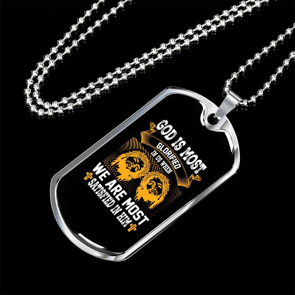 Most Glorified Christian Necklace Stainless Steel or 18k Gold Dog Tag 24" Chain-Express Your Love Gifts