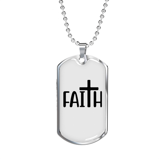 My Big Faith Necklace Stainless Steel or 18k Gold Dog Tag 24" Chain-Express Your Love Gifts