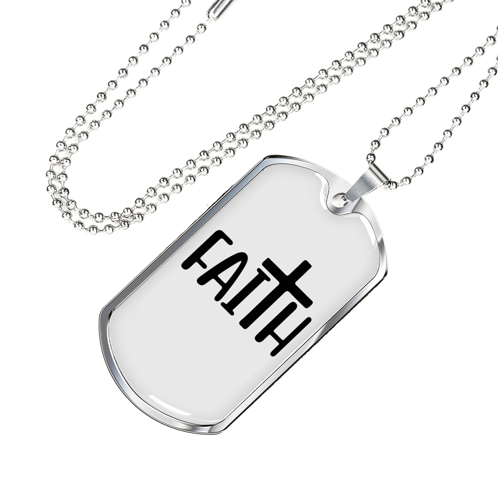 My Big Faith Necklace Stainless Steel or 18k Gold Dog Tag 24" Chain-Express Your Love Gifts