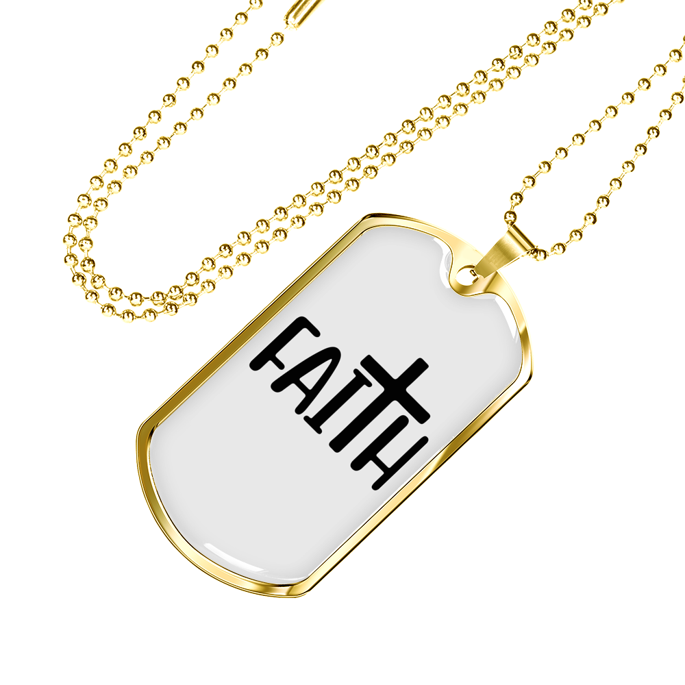 My Big Faith Necklace Stainless Steel or 18k Gold Dog Tag 24" Chain-Express Your Love Gifts