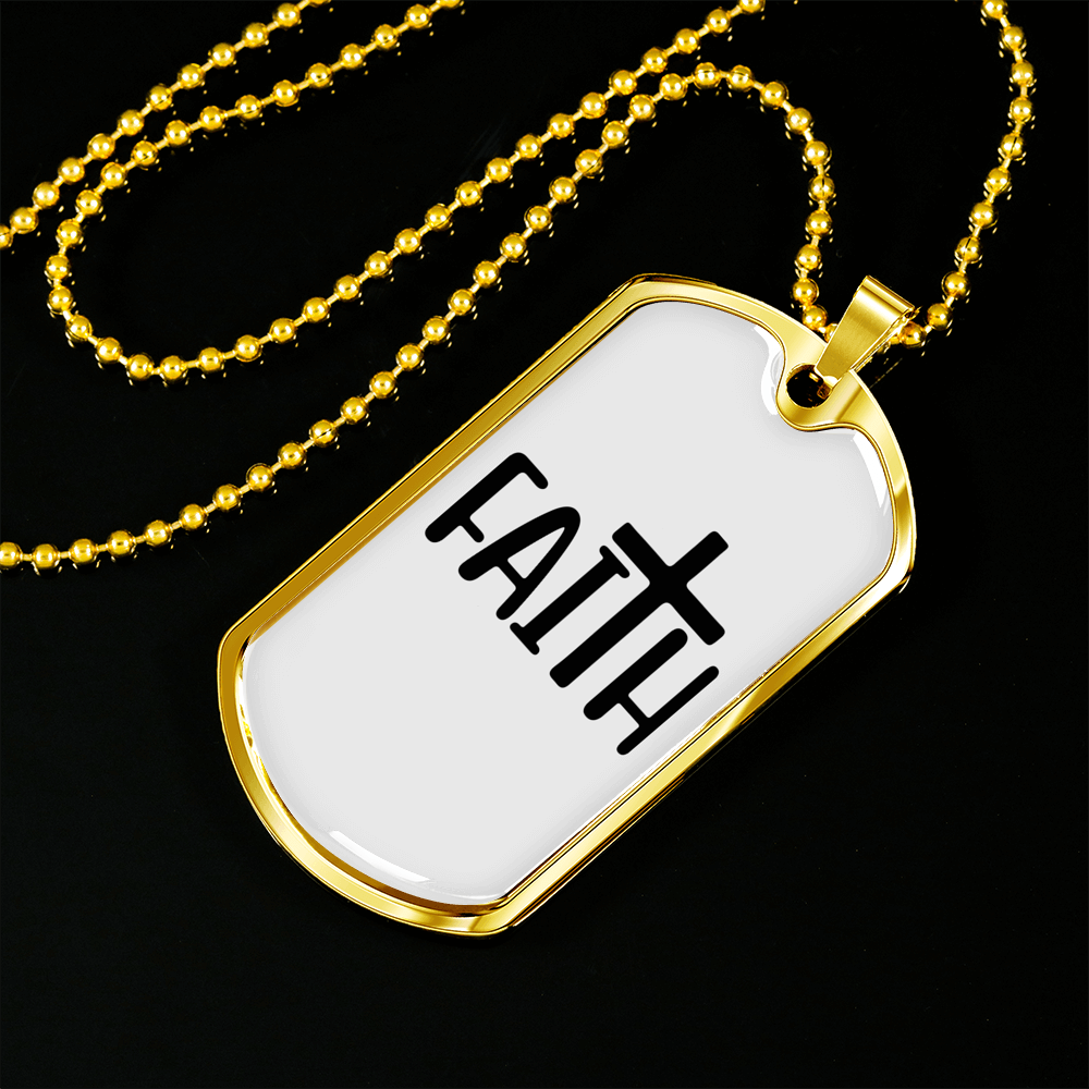 My Big Faith Necklace Stainless Steel or 18k Gold Dog Tag 24" Chain-Express Your Love Gifts