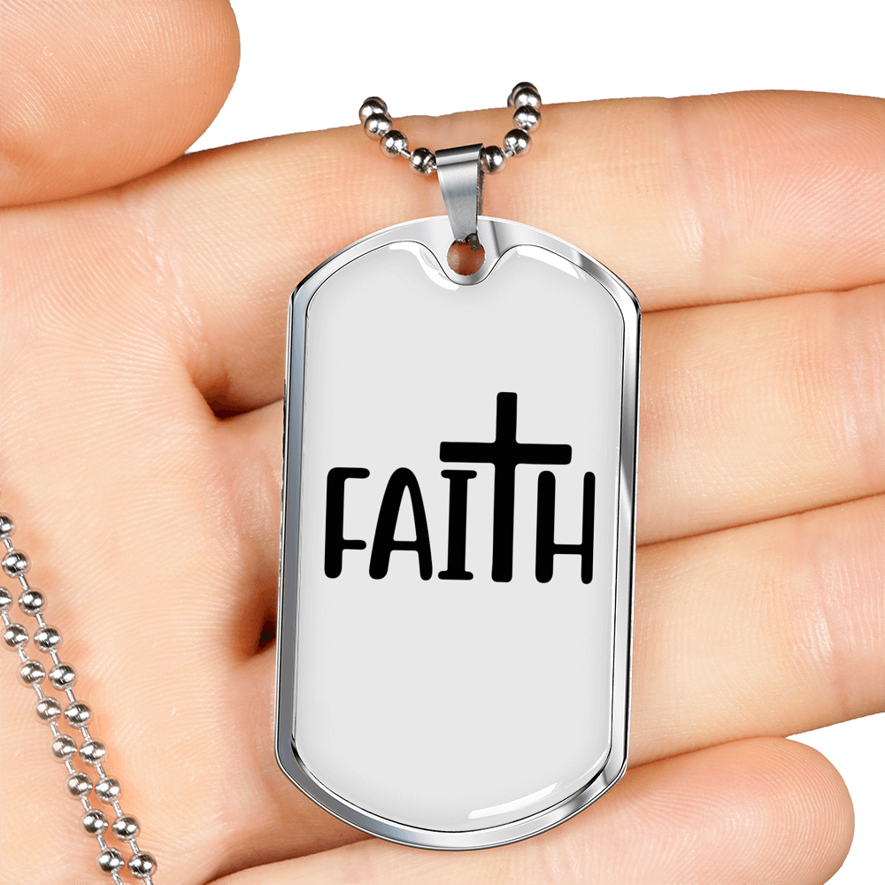 My Big Faith Necklace Stainless Steel or 18k Gold Dog Tag 24" Chain-Express Your Love Gifts