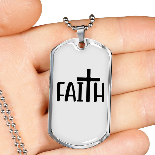 My Big Faith Necklace Stainless Steel or 18k Gold Dog Tag 24" Chain-Express Your Love Gifts