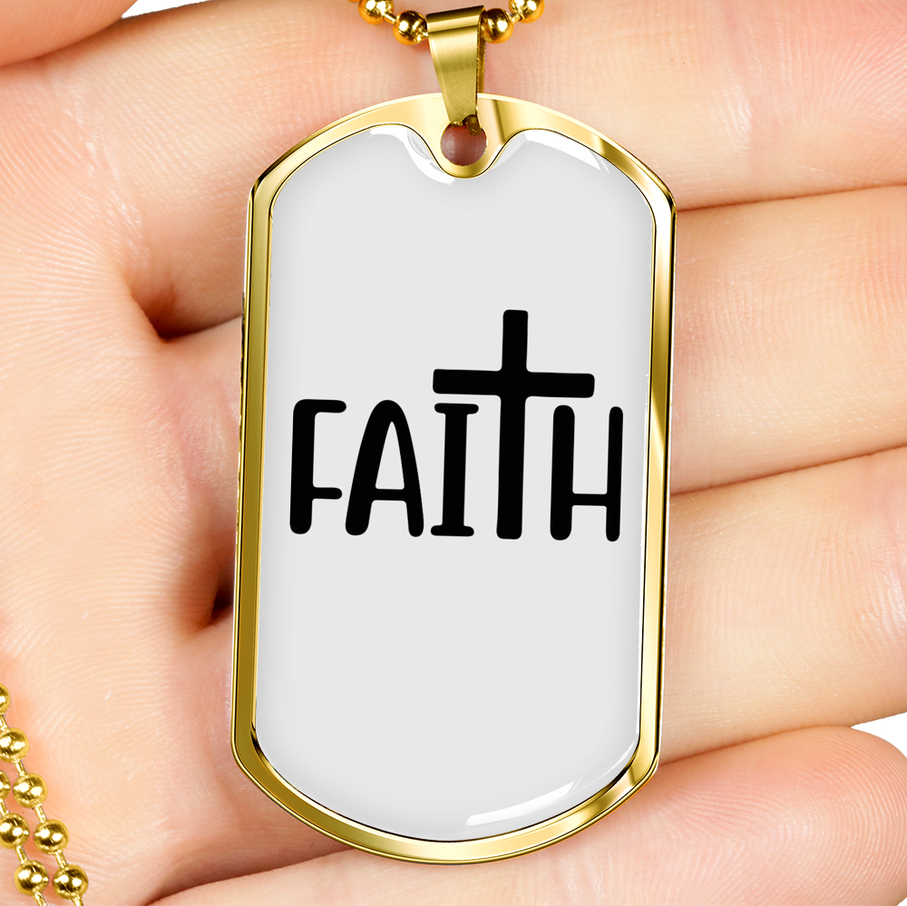 My Big Faith Necklace Stainless Steel or 18k Gold Dog Tag 24" Chain-Express Your Love Gifts