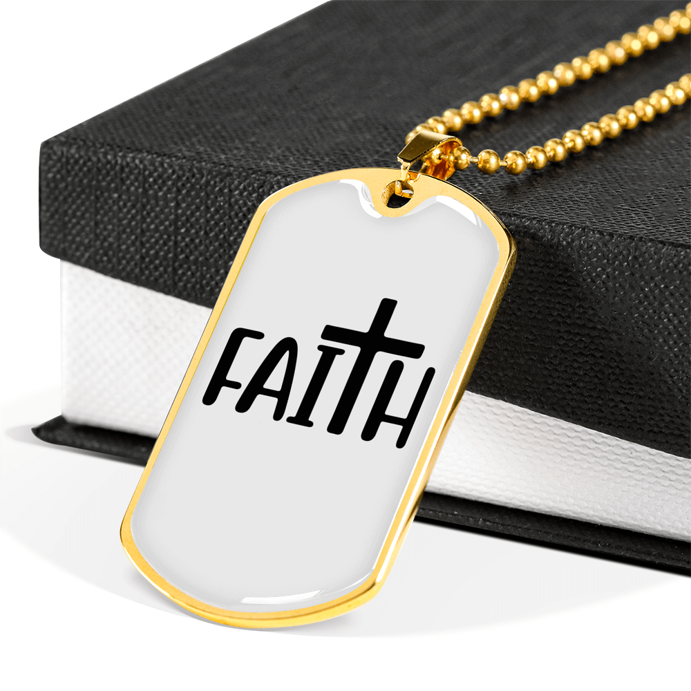 My Big Faith Necklace Stainless Steel or 18k Gold Dog Tag 24" Chain-Express Your Love Gifts