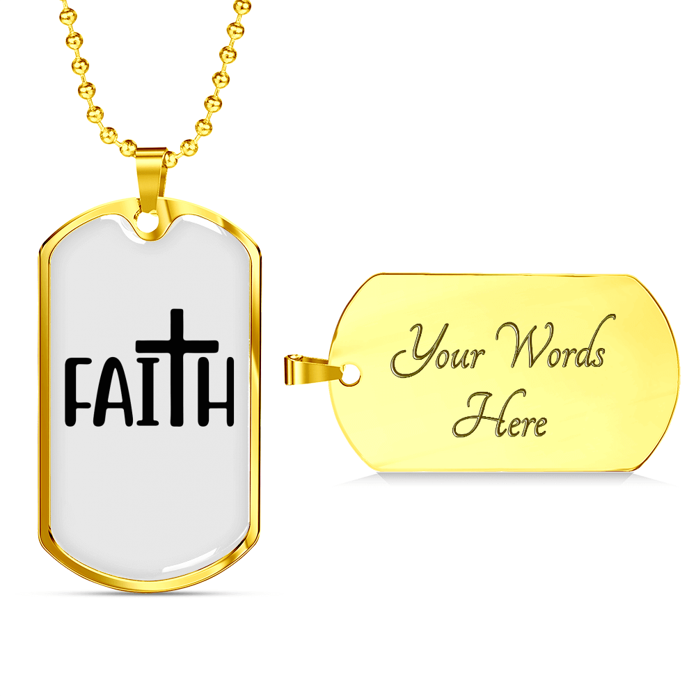 My Big Faith Necklace Stainless Steel or 18k Gold Dog Tag 24" Chain-Express Your Love Gifts