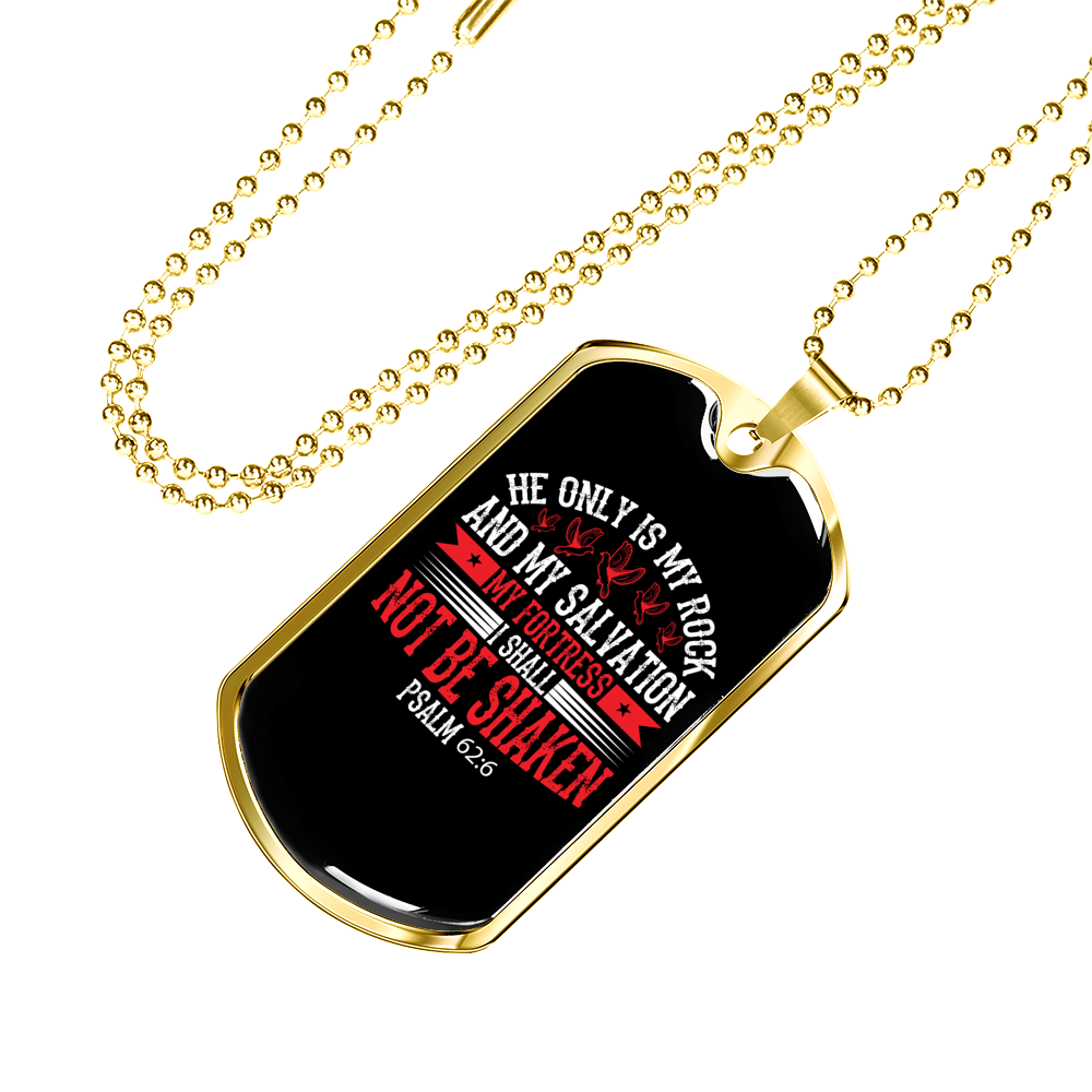 My Fortress Christian Necklace Stainless Steel or 18k Gold Dog Tag 24" Chain-Express Your Love Gifts