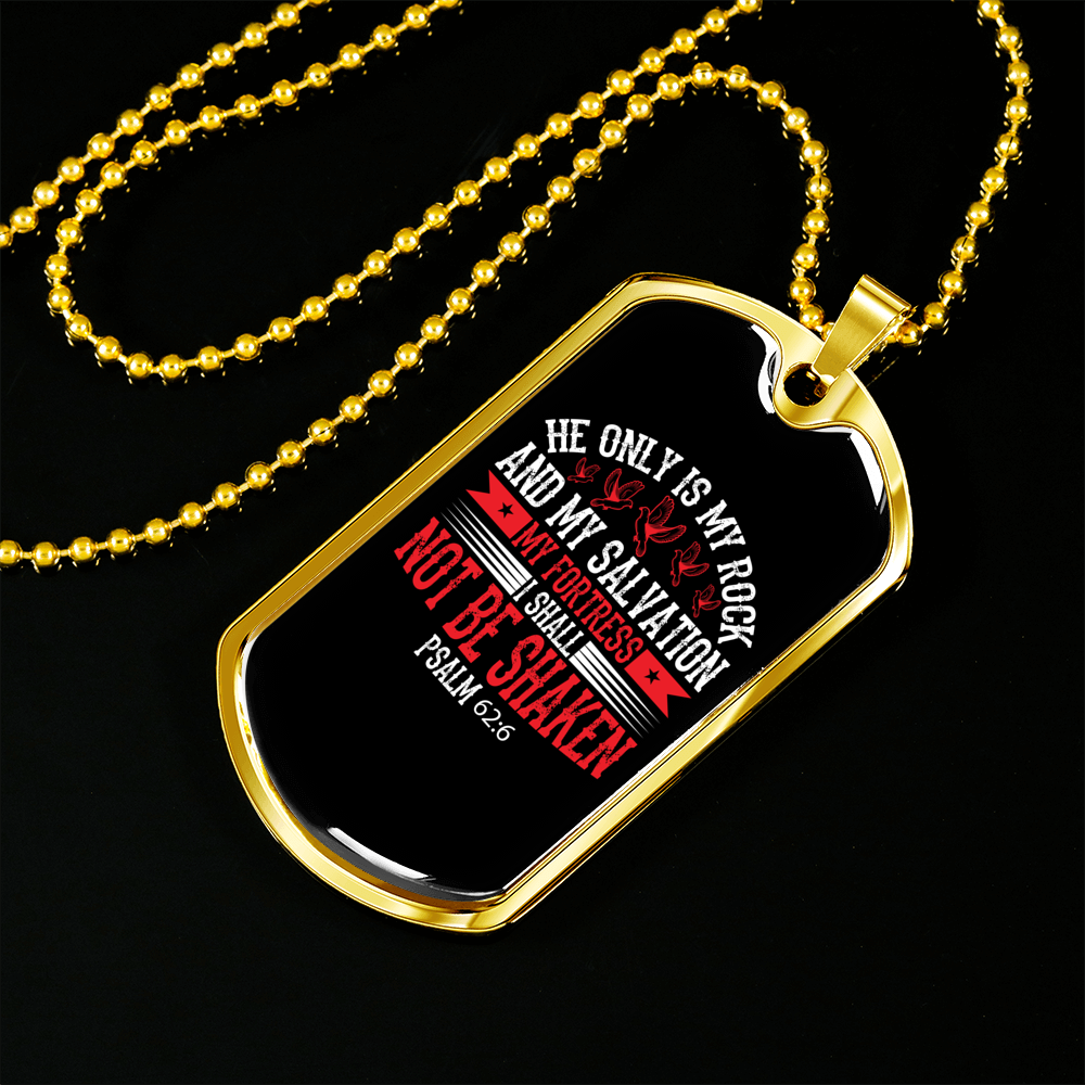My Fortress Christian Necklace Stainless Steel or 18k Gold Dog Tag 24" Chain-Express Your Love Gifts