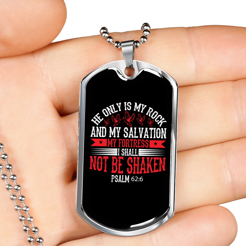 My Fortress Christian Necklace Stainless Steel or 18k Gold Dog Tag 24" Chain-Express Your Love Gifts