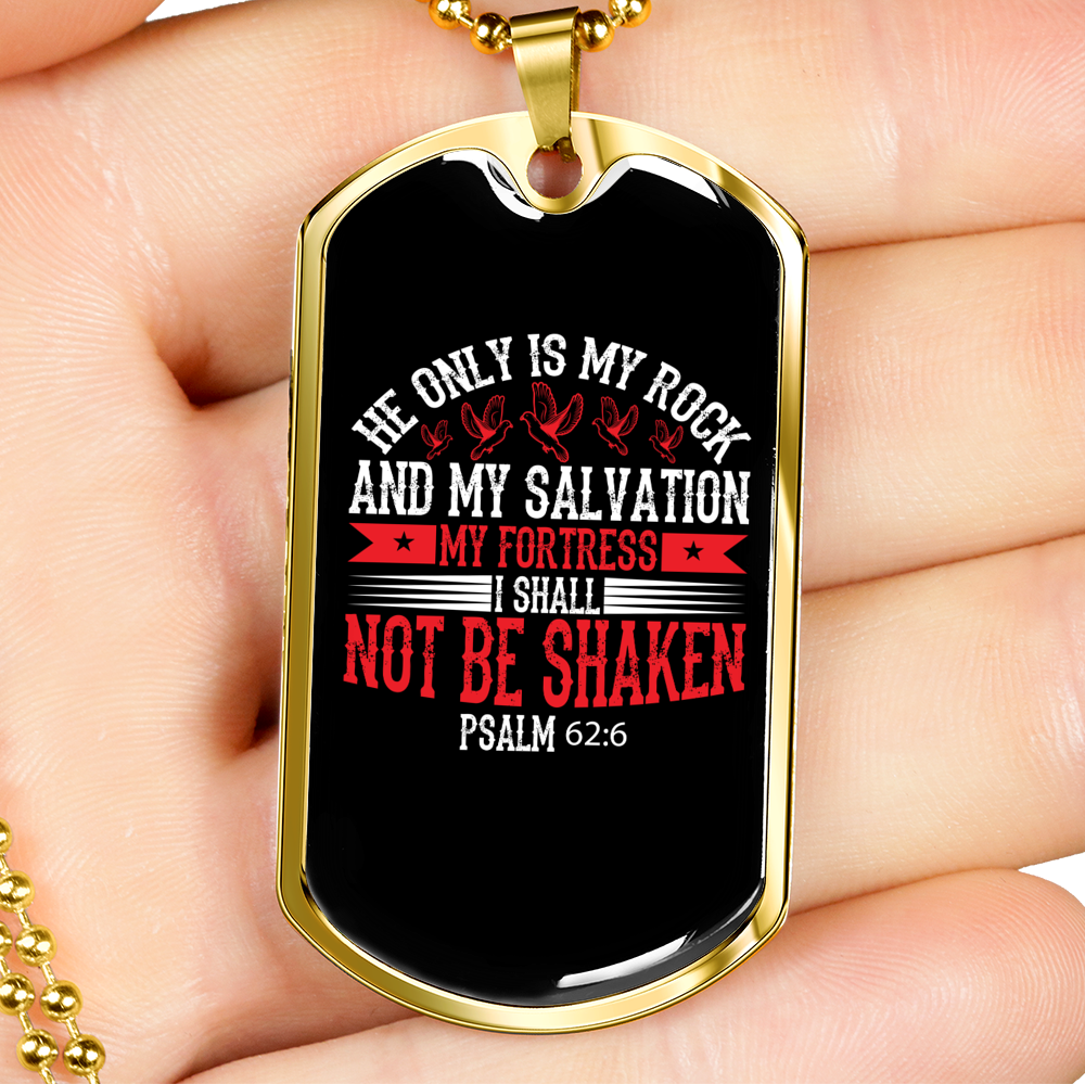 My Fortress Christian Necklace Stainless Steel or 18k Gold Dog Tag 24" Chain-Express Your Love Gifts