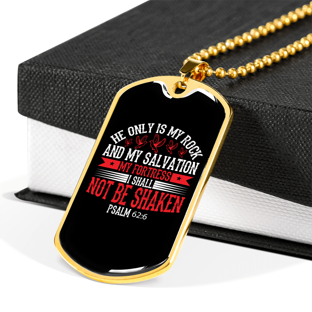 My Fortress Christian Necklace Stainless Steel or 18k Gold Dog Tag 24" Chain-Express Your Love Gifts