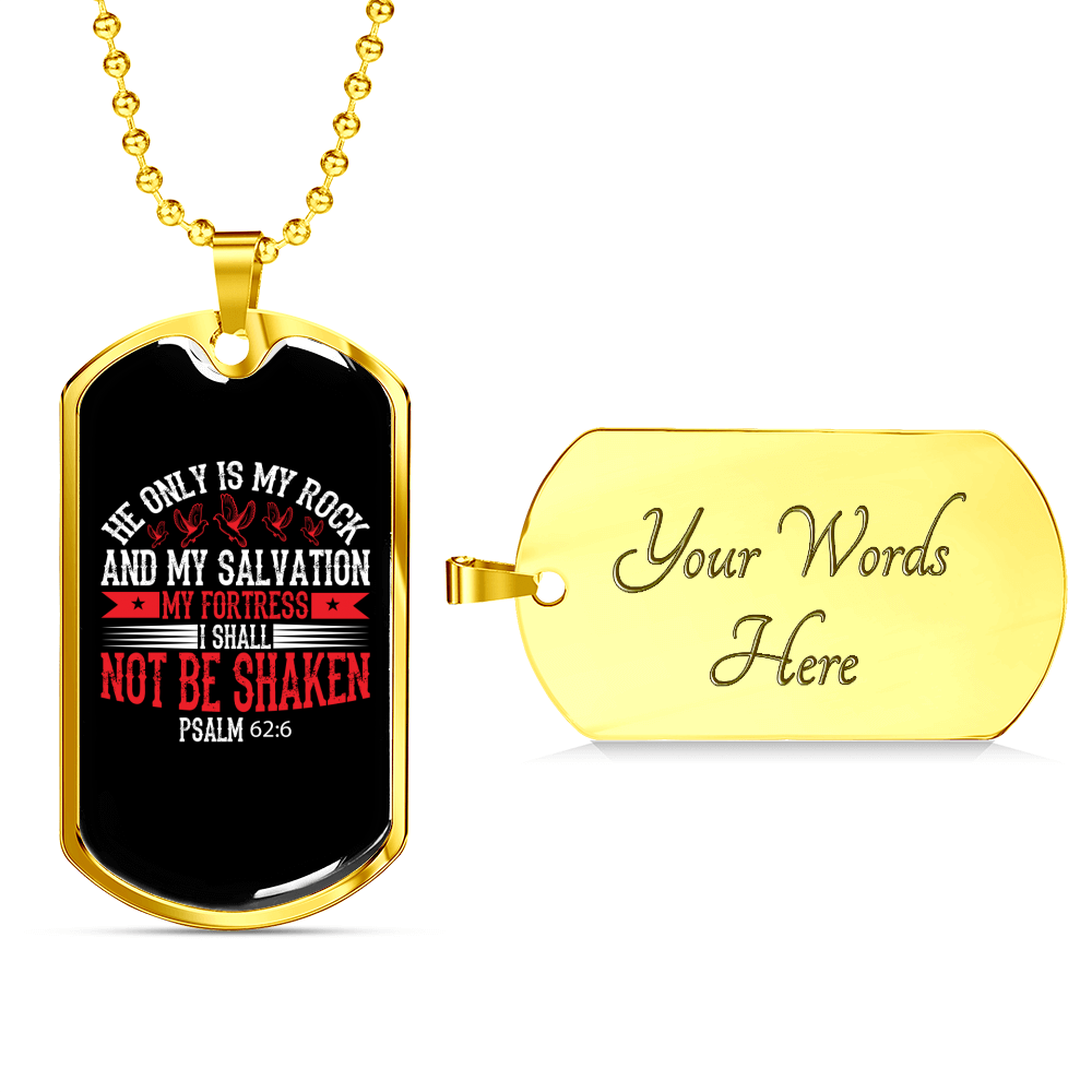 My Fortress Christian Necklace Stainless Steel or 18k Gold Dog Tag 24" Chain-Express Your Love Gifts