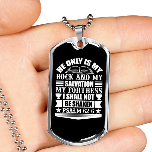 My Rock And Salvation Christian Necklace Stainless Steel or 18k Gold Dog Tag 24" Chain-Express Your Love Gifts